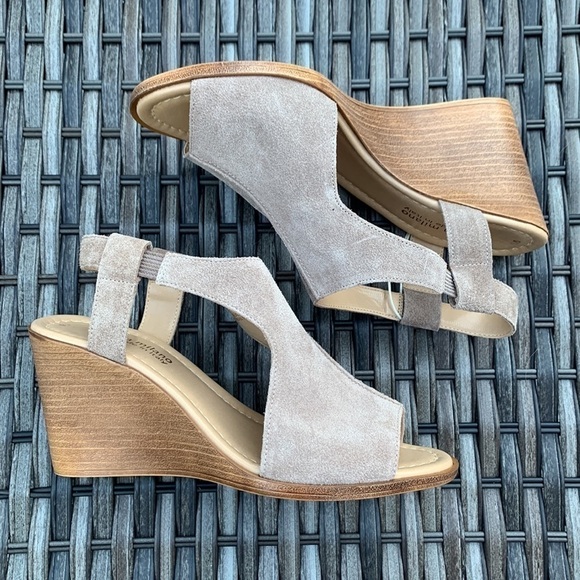 SOPHIA milano Taupe Suede Wedge Sandals - Picture 7 of 13
